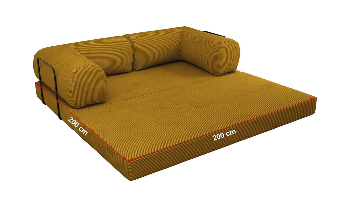 3-SITZER SOFA ORSETTO - Orange Cord - Schwarz/Orange, Textil/Metall (200/70/100cm) - MKS