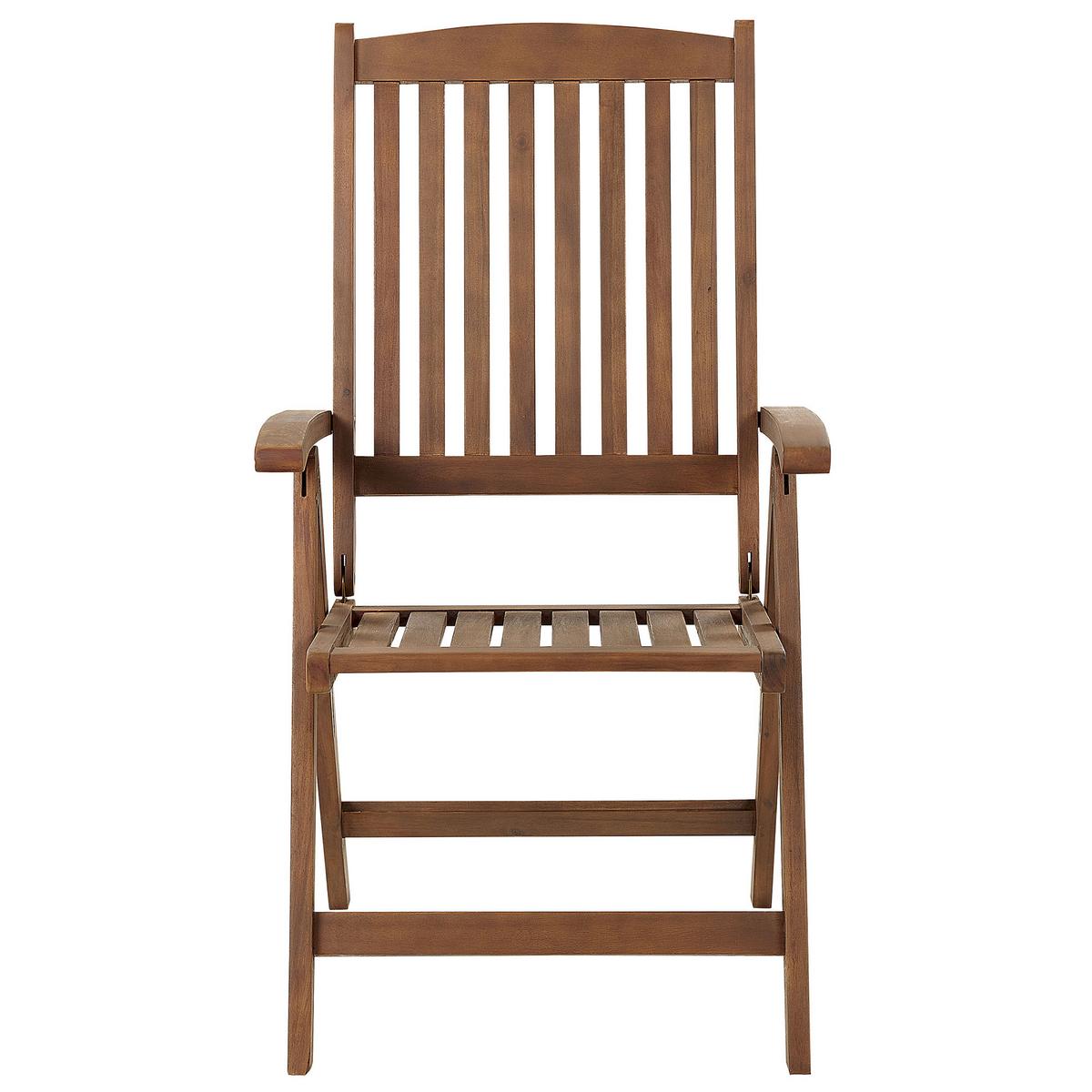 GARTENSTUHL 6er-Set Akazienholz dunkelbraun Auflagen grau Amantea - Dunkelbraun/Grau, Holz (54/105/69cm) - Beliani