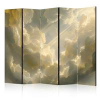 PARAVENT Akustik 5-tlg 225x172 cm Wolken Himmel Licht - Gelb, Holz/Textil (225/172/3cm) - Muralo