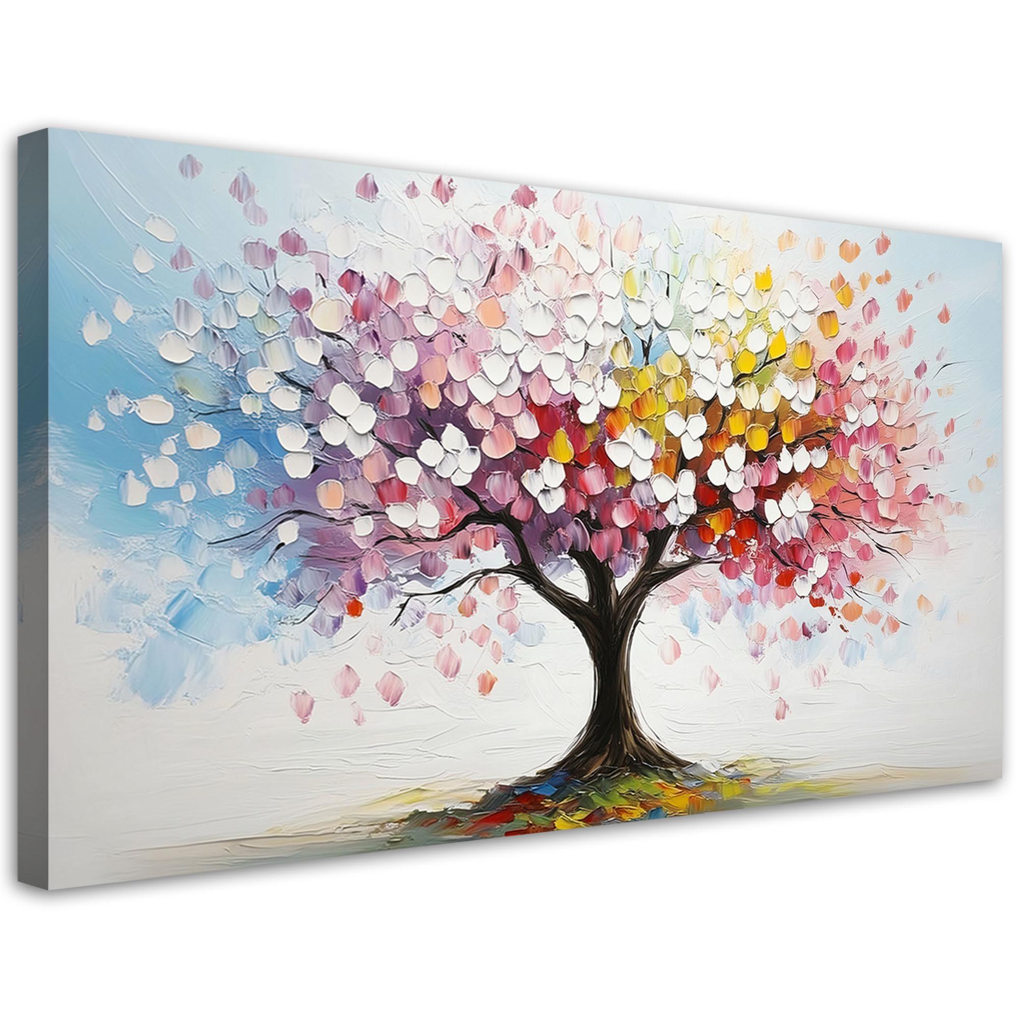 LEINWANDBILD Bunter Baum 120x60cm - Multicolor, Textil (120/60cm) - Feeby