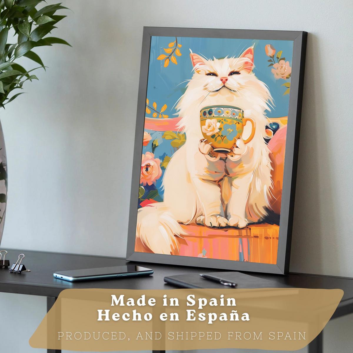 POSTER 3er Kunstdruck-Set Wandbilder Katzen modern Wohnzimmer Deko, Schlafzimmer, Küche, Badezimmer Schwarzer Rahmen A3 - Schwarz, Papier (29.7/1/42cm) - Nacnic