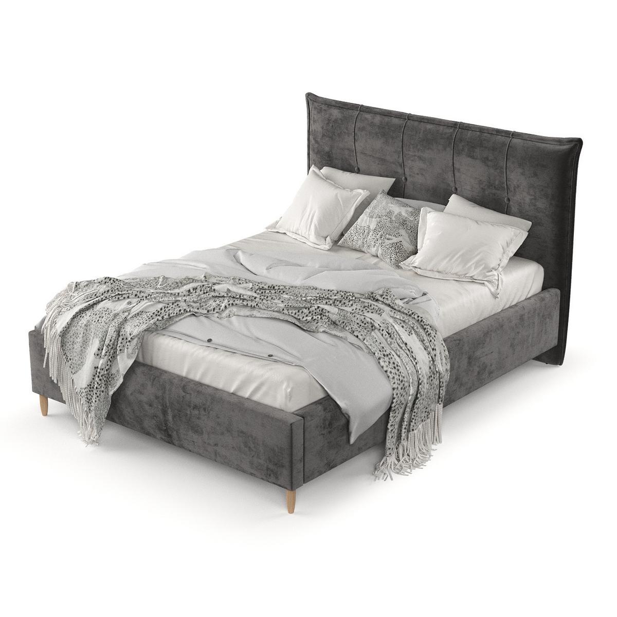 POLSTERBETT Plaza 140/200 cm Anthrazit im Lotta Stoff - Anthrazit/Naturfarben, Holz/Holzwerkstoff (140/200cm) - AltaBeds