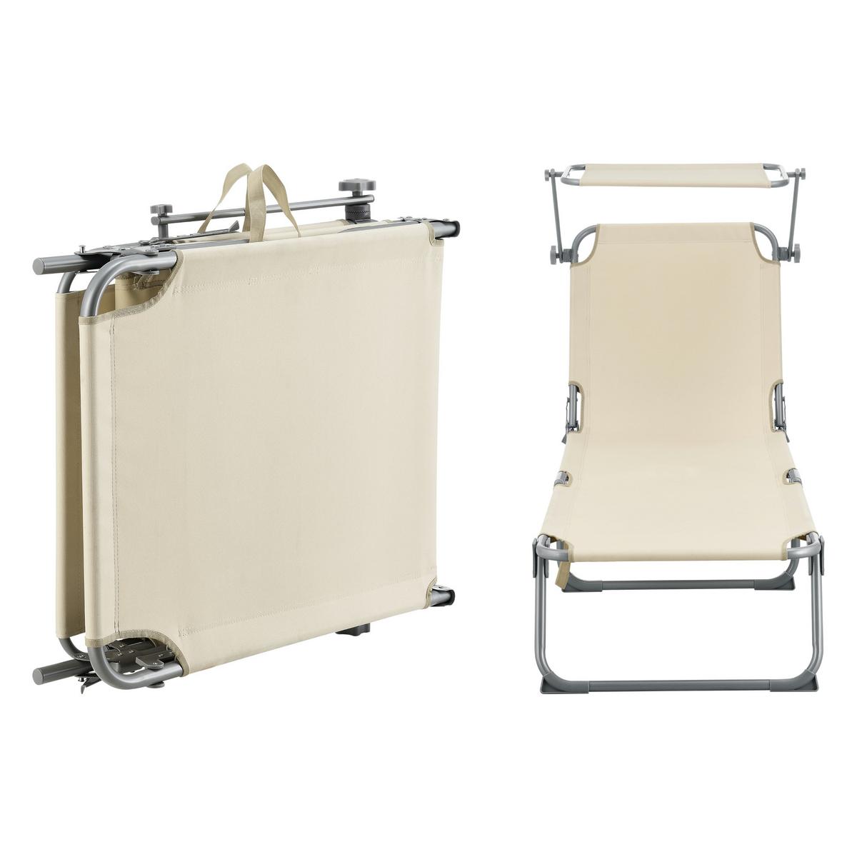 SONNENLIEGE Getaria - Beige, Textil/Metall (189/28/57cm) - [en.casa]