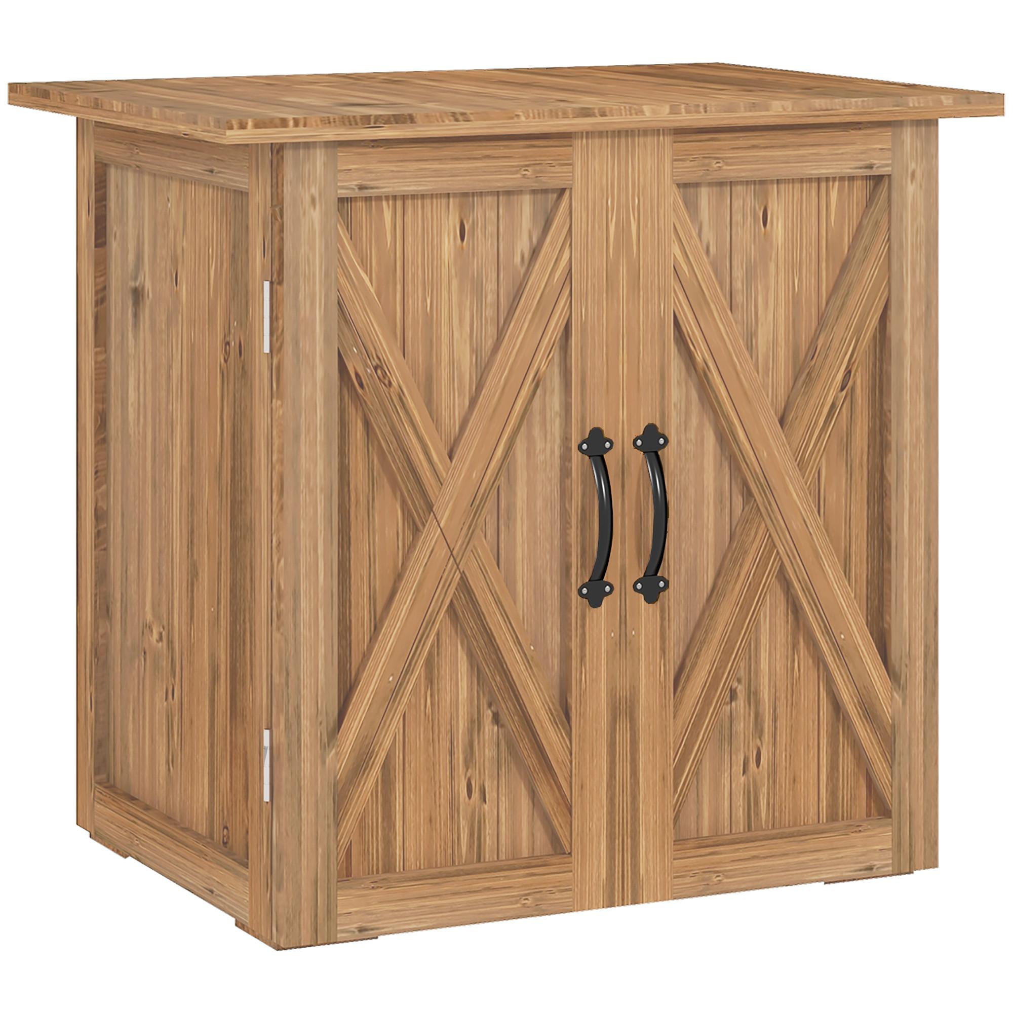 GARTENSCHUPPEN, Holz-Geräteschrank, Wetterfest, Doppeltür, für Garten, Balkon, Braun - Braun, Holz (55/72/77cm) - Outsunny
