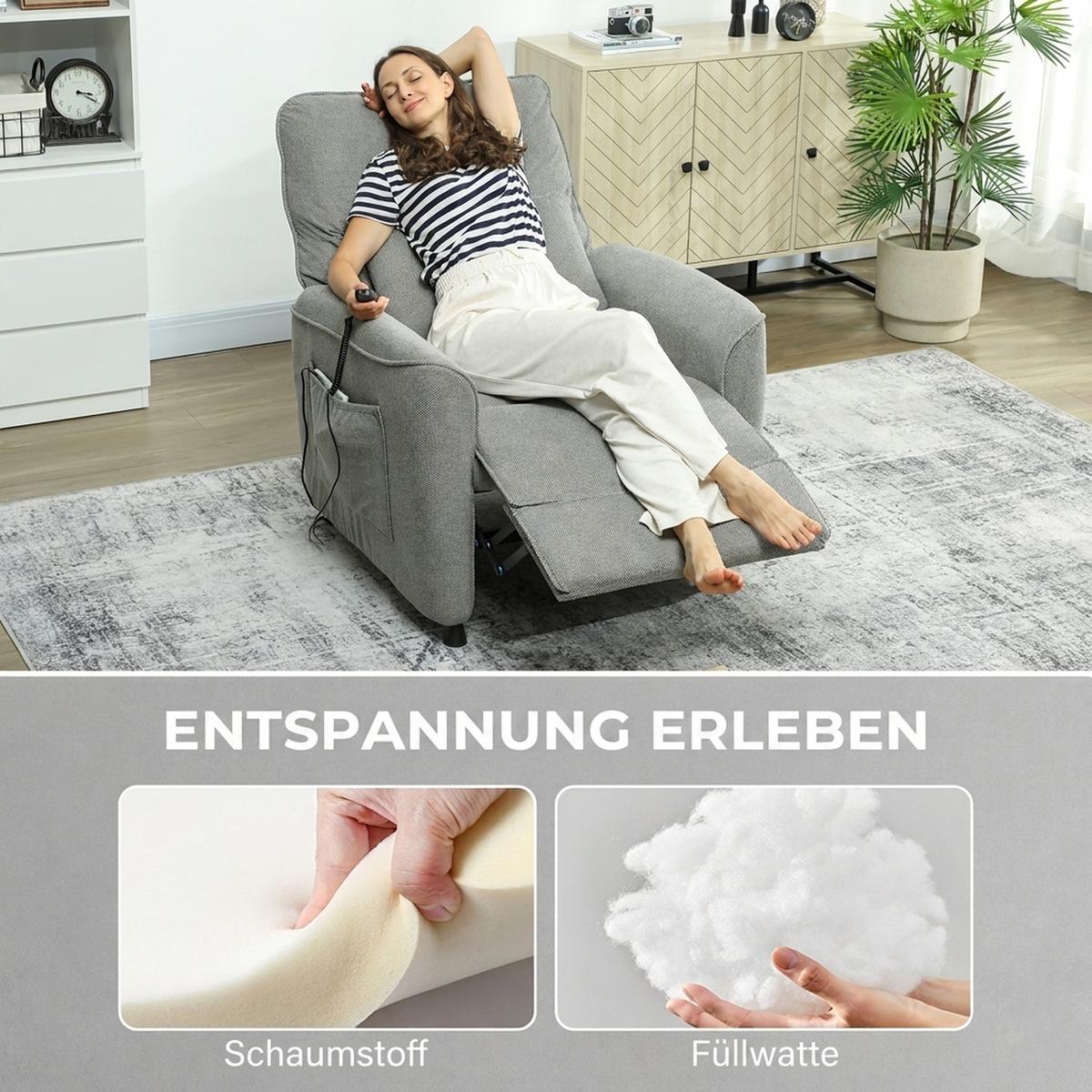MASSAGESESSEL Polyester Dunkelgrau - Dunkelgrau, Textil/Metall (93/102/88cm) - HOMCOM