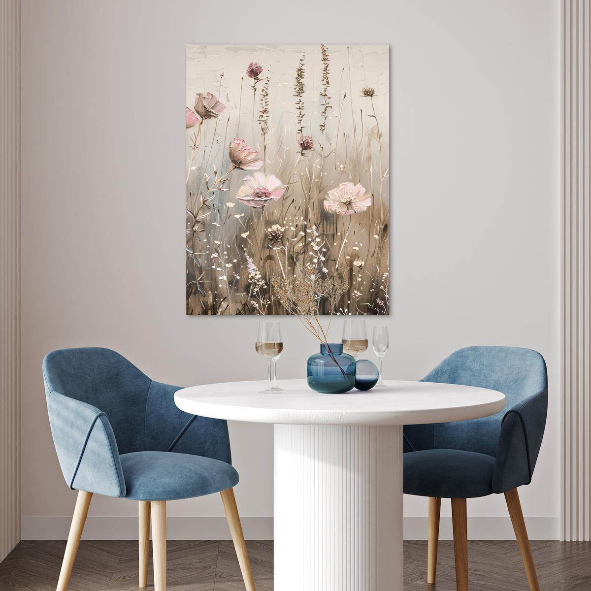 POSTER Blumen - Rosa - Modern - Beige Deko Wohnzimmer 60x80 cm - Beige, Papier (60/80/0.1cm) - MuchoWow