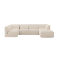 WOHNLANDSCHAFT Ottomane Rechts MOVO-L 345x180x78 cm Beige Velours - Mokka, Holzwerkstoff/Kunststoff (180/78/345cm) - ALTDECOR