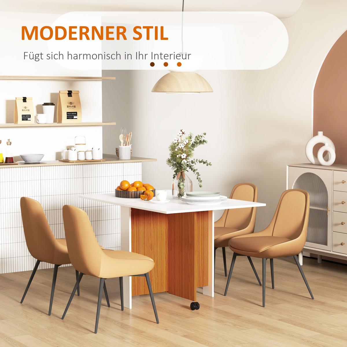 KLAPPTISCH Mobiler Tisch mit Rollen Schreibtisch Beistelltisch Schreibtisch - Weiß, Holzwerkstoff (120/80/73cm) - HOMCOM