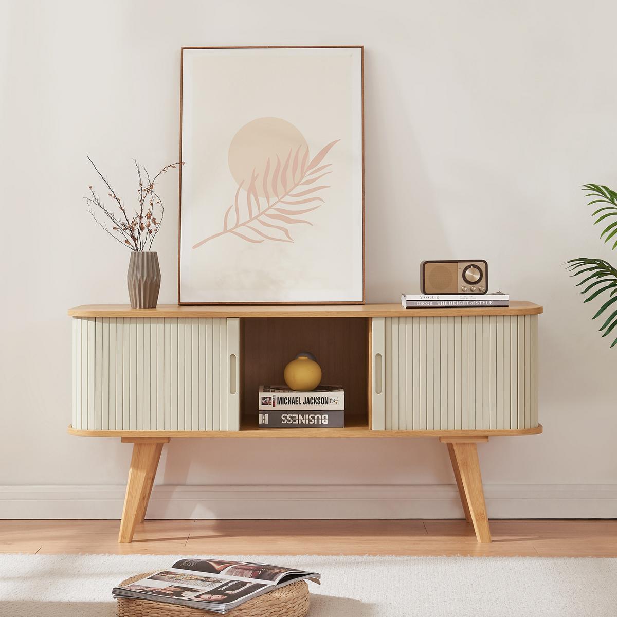 TV-ELEMENT Tysvær - Creme, Holz/Holzwerkstoff (120/58/40cm) - [en.casa]