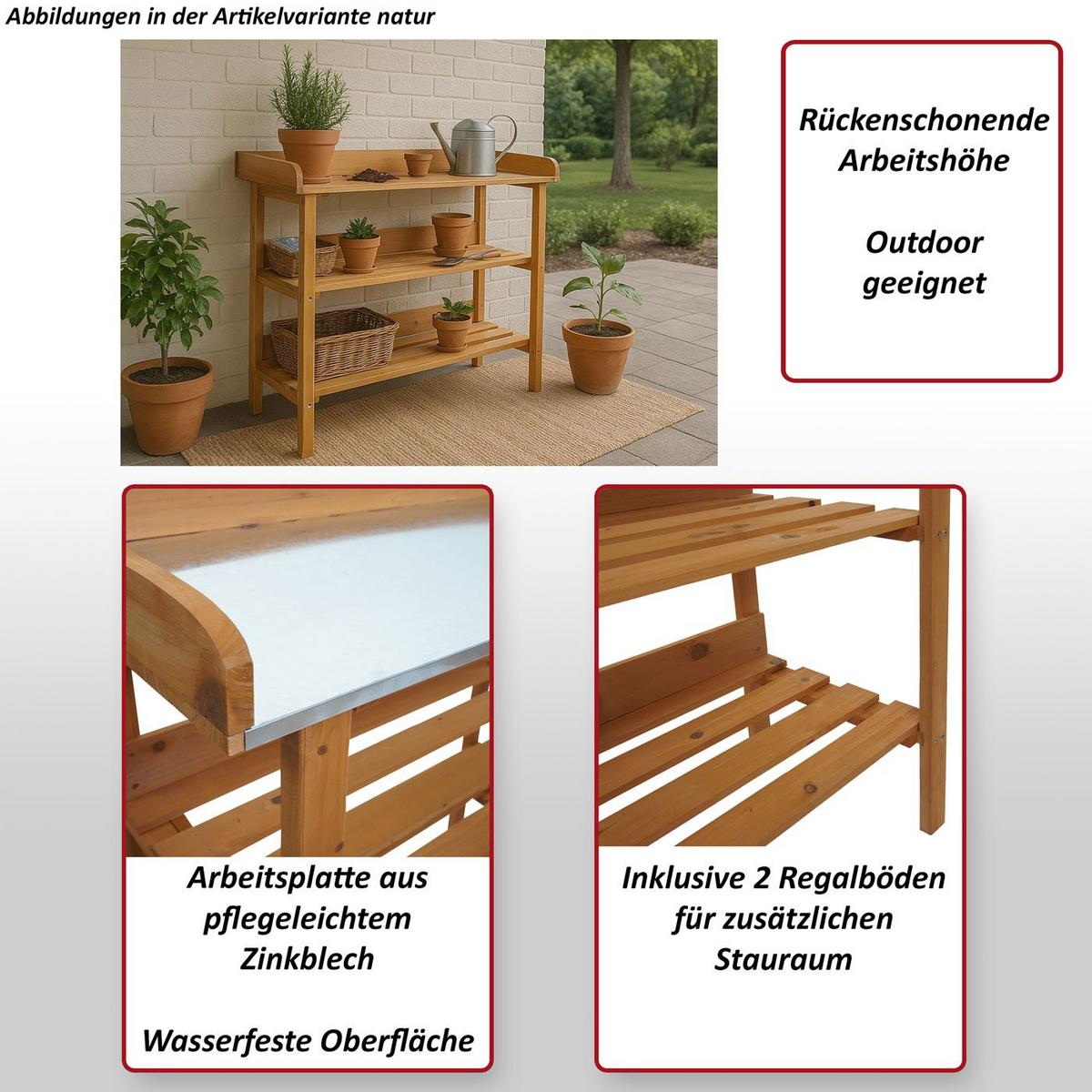 PFLANZTISCH Braun - Braun, Holz (41/92/86cm) - MCW
