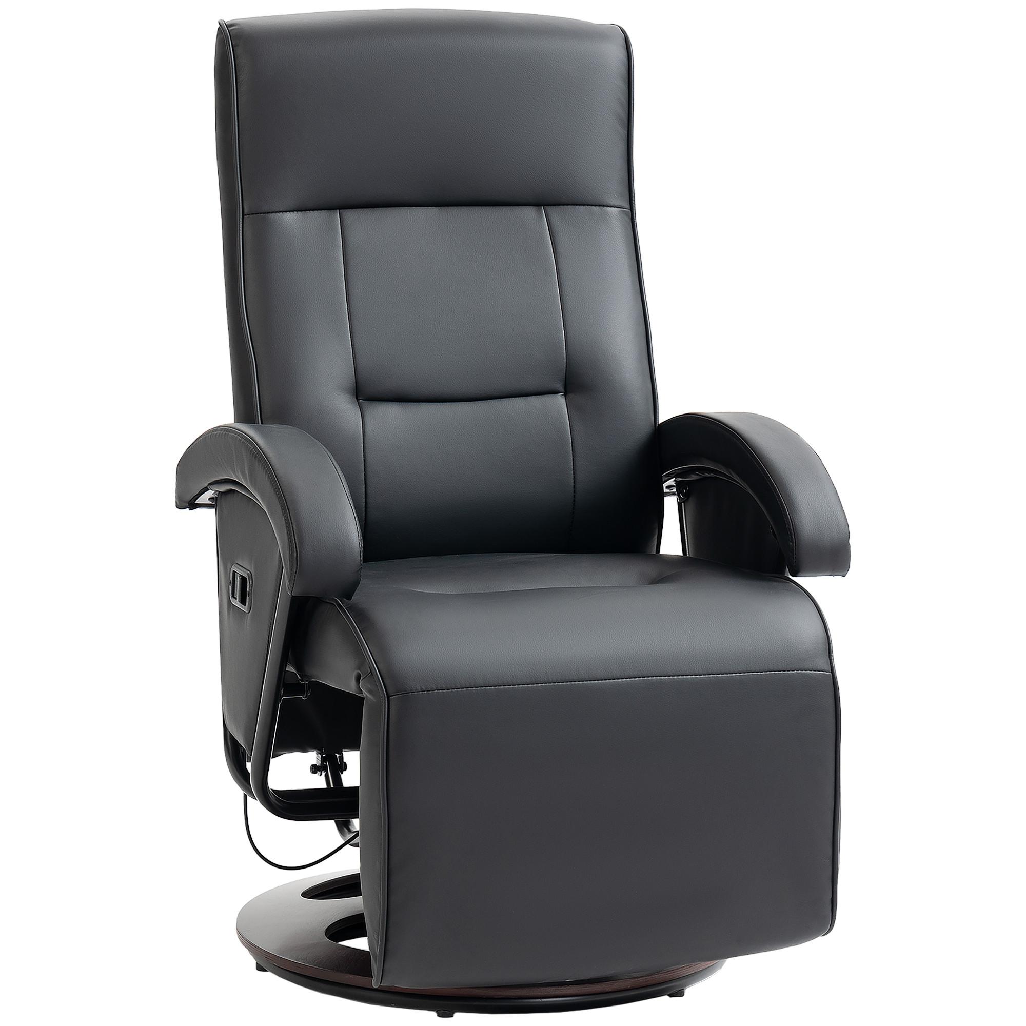 RELAXSESSEL Drehbarer Fernsehsessel mit Liegefunktion, Verstellbarer Rückenlehne - Schwarz, Kunststoff (66/107/86cm) - HOMCOM