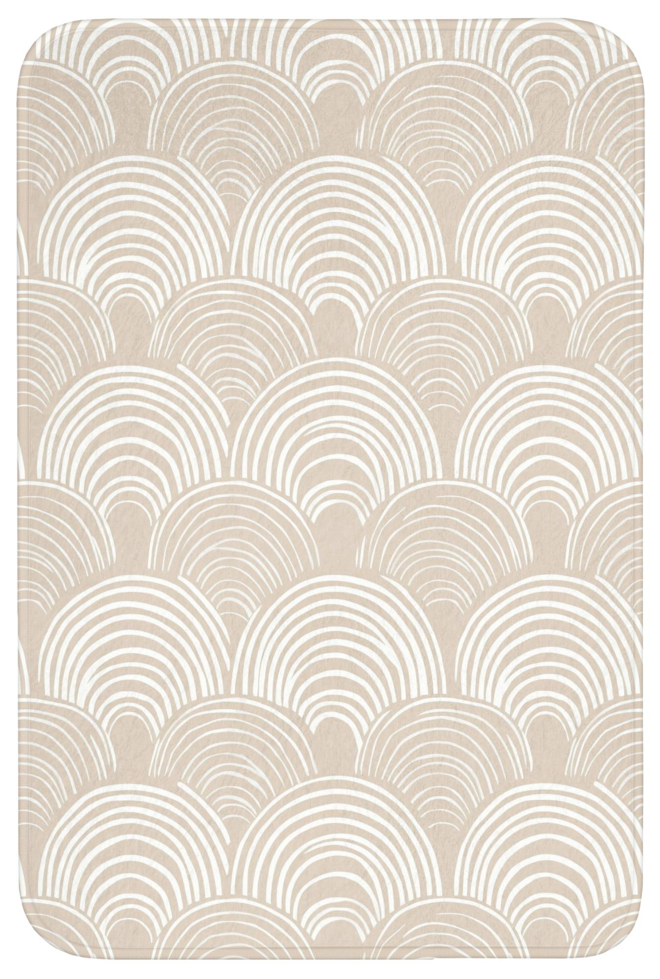 BADEMATTE Wellen - Textur - Beige Rutschfest 60x90 cm - Kaschmir, Textil (60/90cm) - OnlyWow