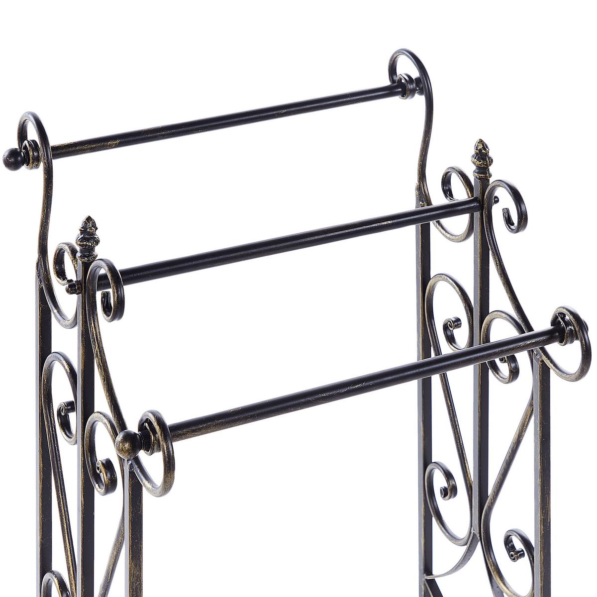 HANDTUCHSTÄNDER Antik Optik schwarz 45 x 90 cm Chillan - Schwarz, Metall (27/90/34cm) - Beliani