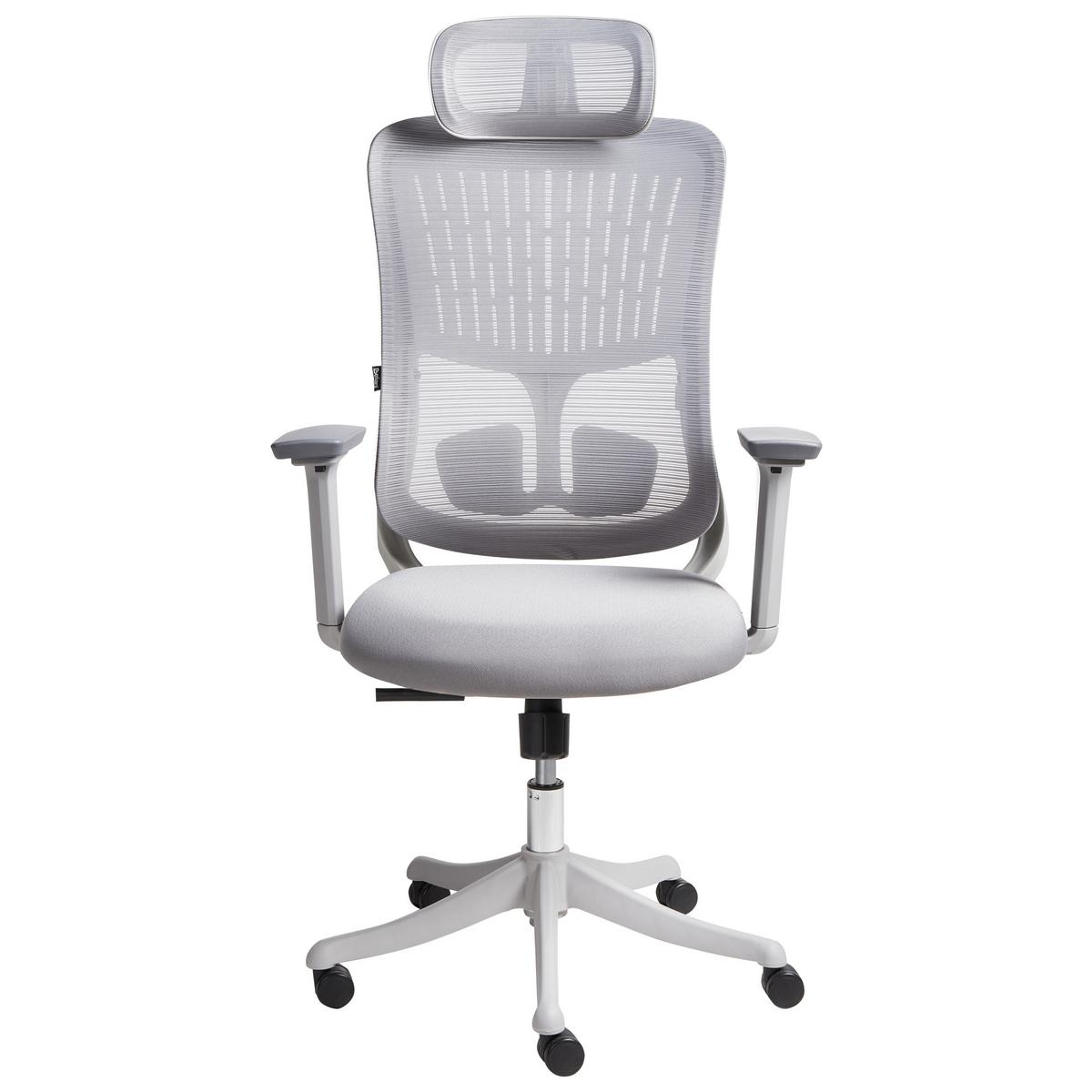BÜROSTUHL Grau Partner - Grau, Textil (50/117/66cm) - Beliani