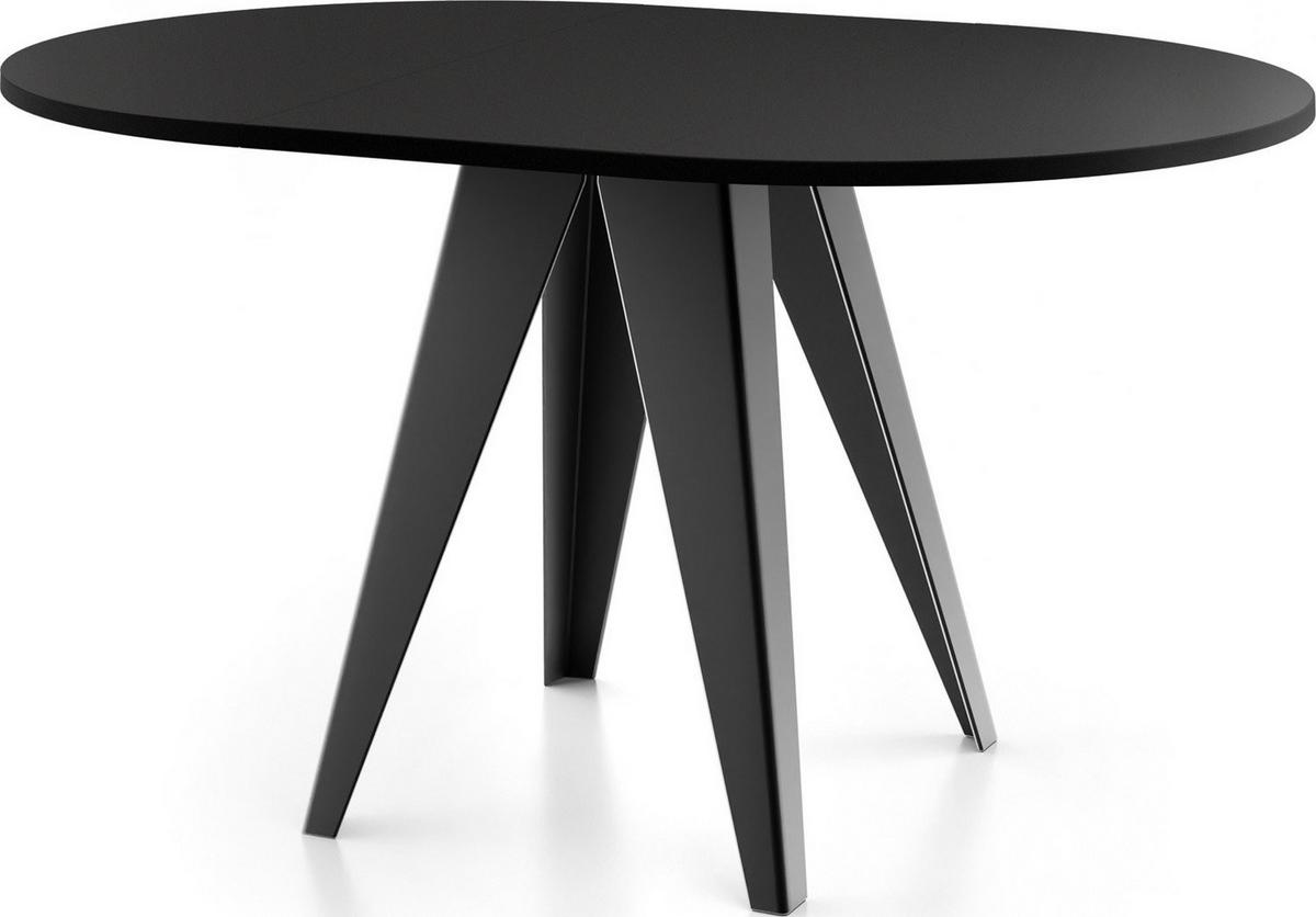 ESSTISCH Glory runder ausziehbarer, Schwarz 100-140/100/76 cm - Schwarz, Holzwerkstoff/Metall (100/140/76cm) - WFL GROUP