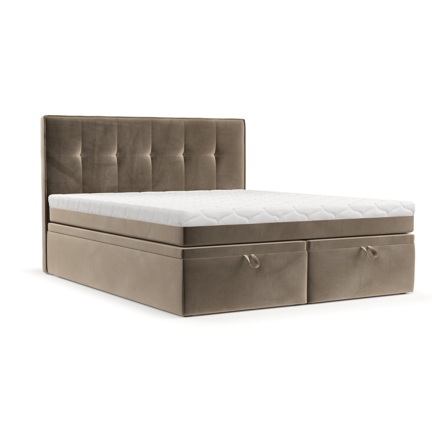 BOXBETT Arivo 200/200 cm Taupe im Paros Stoff - Taupe/Schwarz, Holz/Holzwerkstoff (200/200cm) - AltaBeds