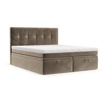 BOXBETT Arivo 200/200 cm Taupe im Paros Stoff - Taupe/Schwarz, Holz/Holzwerkstoff (200/200cm) - AltaBeds