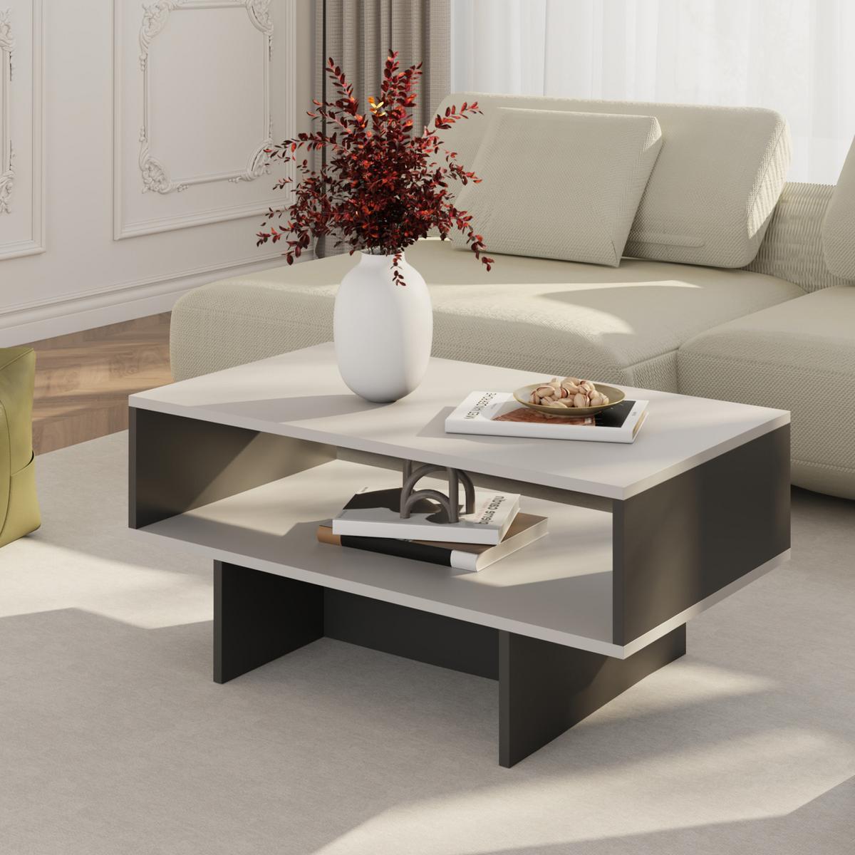 COUCHTISCH Mjölby 80/45/37 - Anthrazit, Holzwerkstoff (45/80/37cm) - [en.casa]