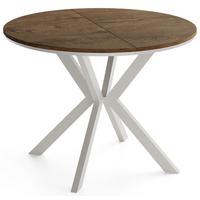 ESSTISCH Valio Neo rund oval ausziehbar verlängerbar mit Metallbeinen in Kaschmir Grau, Eiche Braun Rustikal 90-130/90/76 cm - Kaschmir/Alteiche, Holzwerkstoff/Metall (90/130/76cm) - WFL GROUP