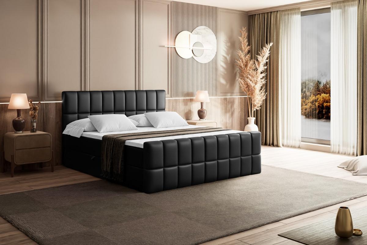 BOXBETT MIAMI-Z - 140x200 cm - H3 - Schwarz Hochglanz - Schwarz Hochglanz, Holzwerkstoff (140/200cm) - ALTDECOR
