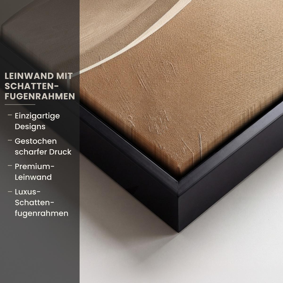 LEINWAND Bilder mit Rahmen - Beige - Natur - Abstrakt - Modern - 70x50 - Beige, Textil (70/50cm) - MuchoWow