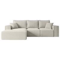 ECKSOFA mit Schlaffunktion und Bettkasten SERRA-L-S - 266x161x87 cm Creme Cord - Hellgrau/Creme, Holzwerkstoff/Kunststoff (266/161cm) - ALTDECOR