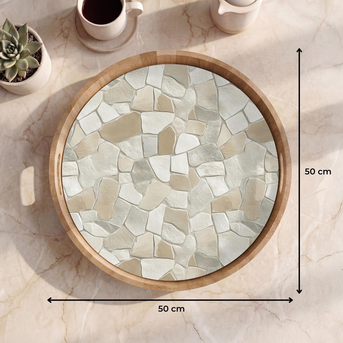 TABLETT Mosaik - Steine - Beige 50x50 cm - Beige, Holz (50/5/5cm) - OnlyWow