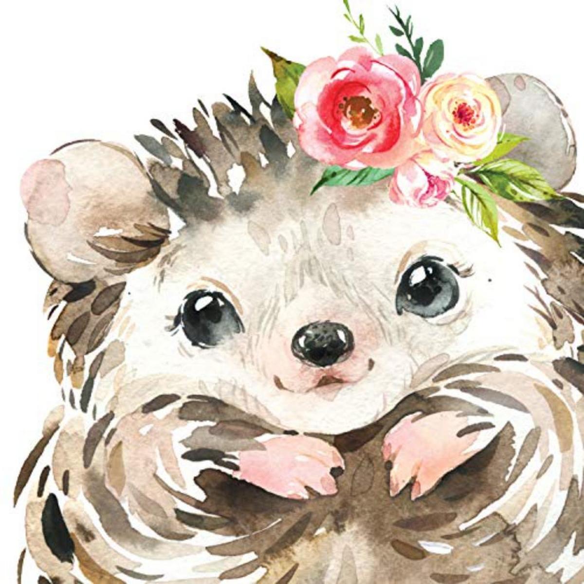 POSTER Set mit 4 Igel Pferd Fuchs und Eule A3 Rahmenlos - Klar, Papier (29.7/3cm) - Nacnic