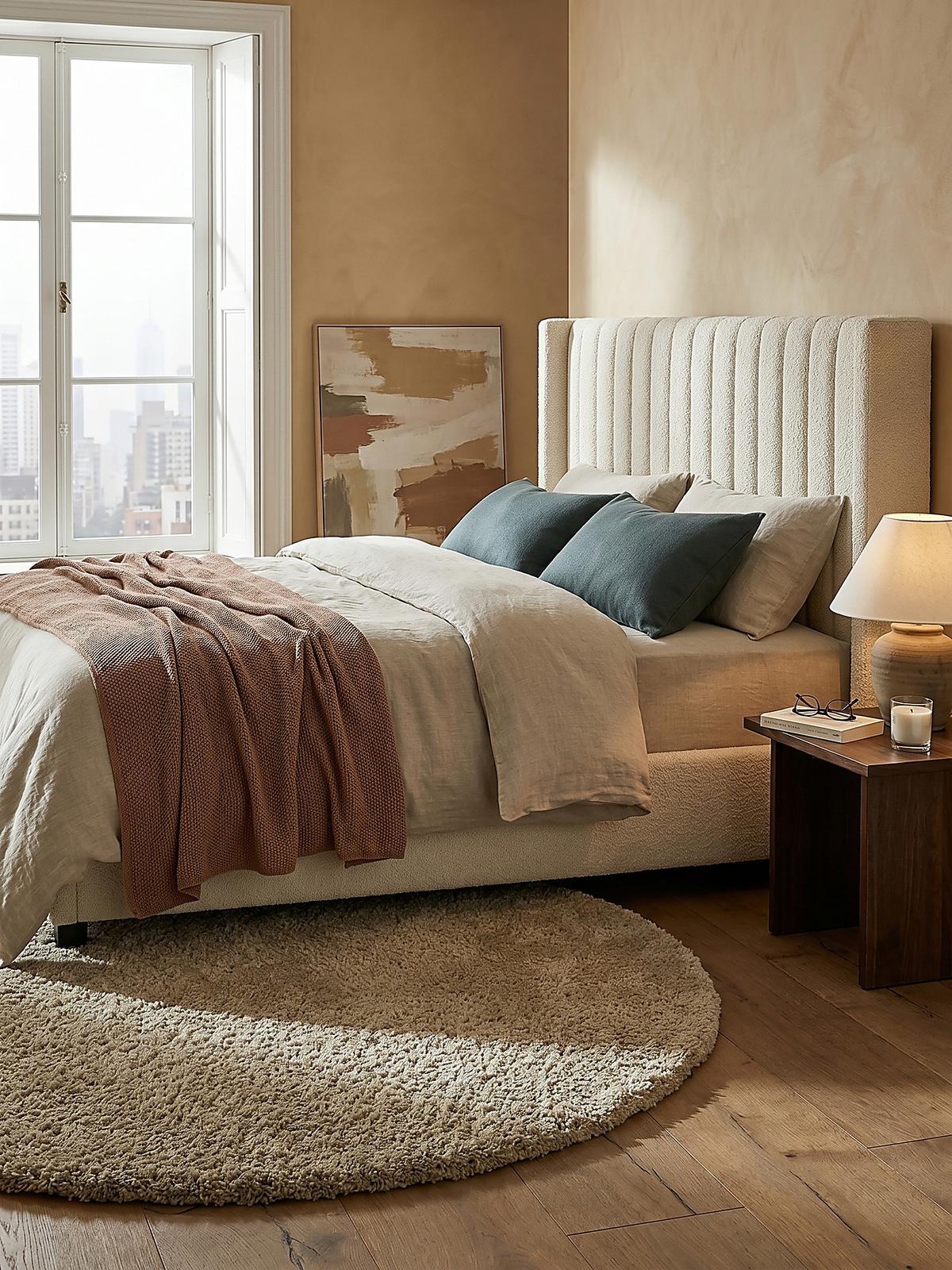 TEPPICH LYNE, einfarbig, Beige, Ø 133 cm - Beige, Textil (133/133cm) - KADIMA DESIGN