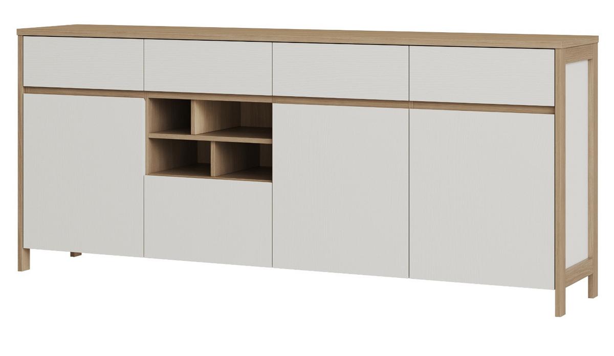 SIDEBOARD weiß und Eiche, Kommode skandinavisch 193 x 85 cm mit Soft-Close-Funktion - Eichefarben/Weiß, Holzwerkstoff/Metall (193/85/39cm) - Furn.Design