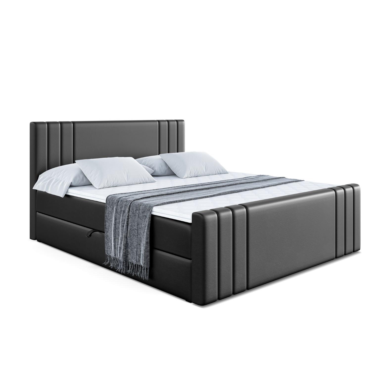 BOXBETT CELESTIA-Z - 140x200 cm - H3 - Schwarz Hochglanz - Schwarz Hochglanz, Holzwerkstoff (140/200cm) - ALTDECOR