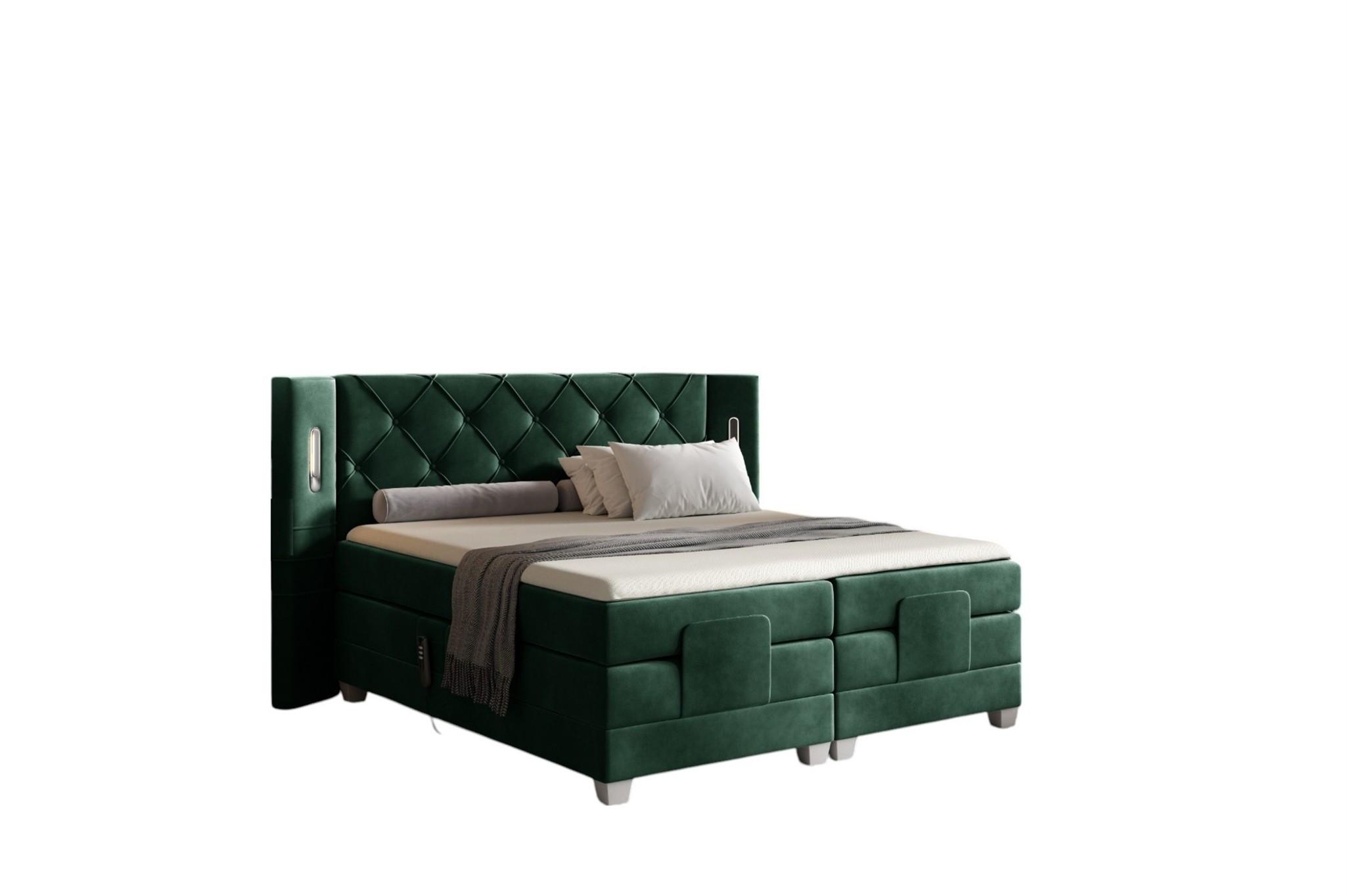BOXSPRINGBETT Elektrisch Steve - Grün, Holzwerkstoff/Textil (120/200cm) - Fun Möbel
