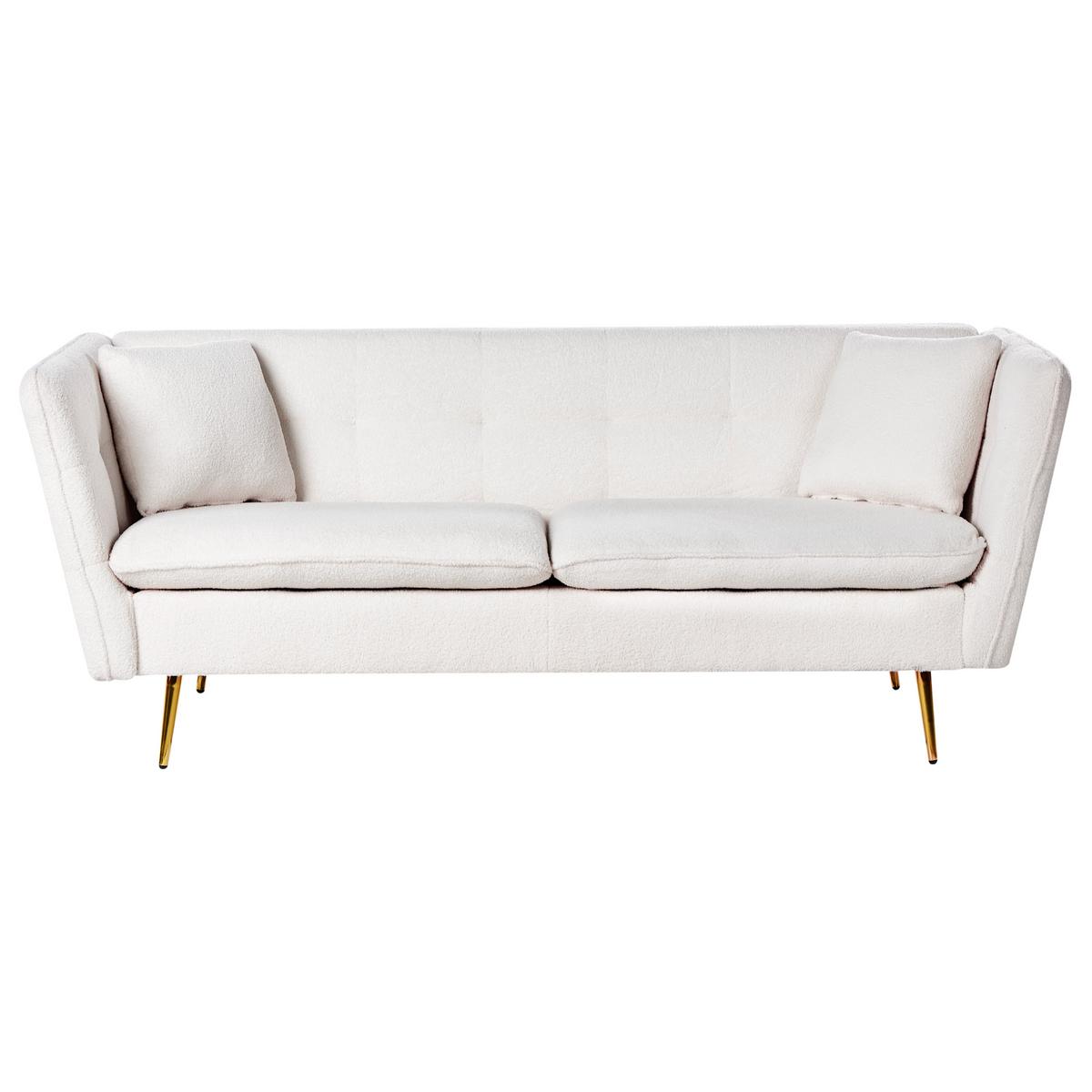 3-SITZER-SOFA Bouclé Cremeweiß Frederica - Creme, Textil (200/77/80cm) - Beliani