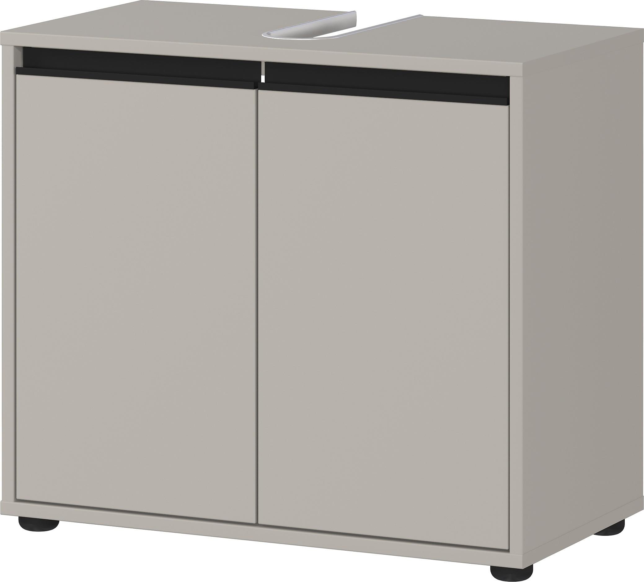WASCHBECKENUNTERSCHRANK 63 cm mit zwei Türen und Einlegeboden | Steingrau - Grau, Holzwerkstoff (63/55/34cm) - KADIMA DESIGN