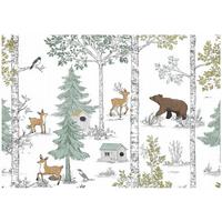 FOTOTAPETE Wald Tiere Grün 350x250 cm - Multicolor, Papier (350/250cm) - Wallarena