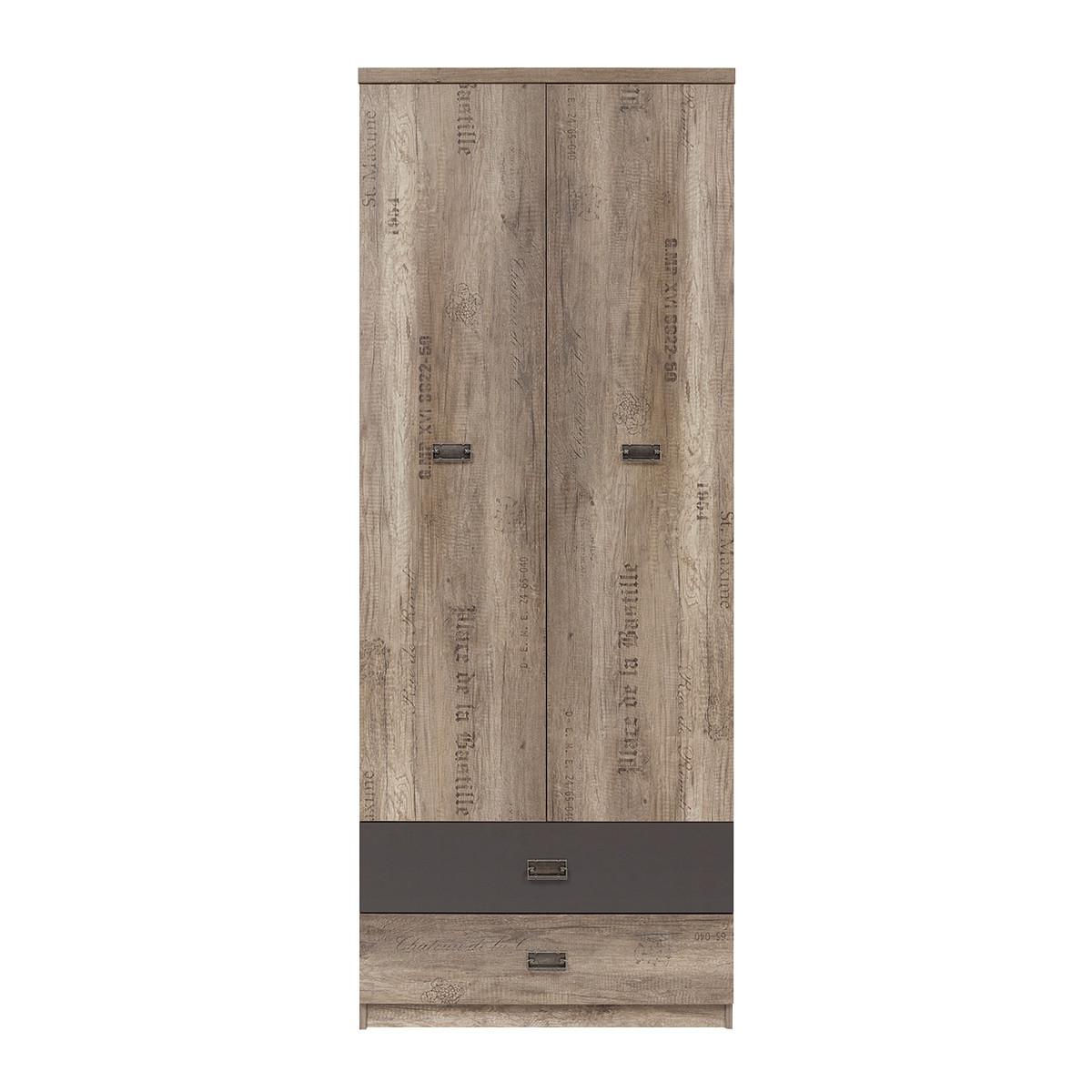 SCHRANK 2 Türen Abel Holz und Grau - Grau, Holzwerkstoff (80/205/54cm) - Petits-meubles