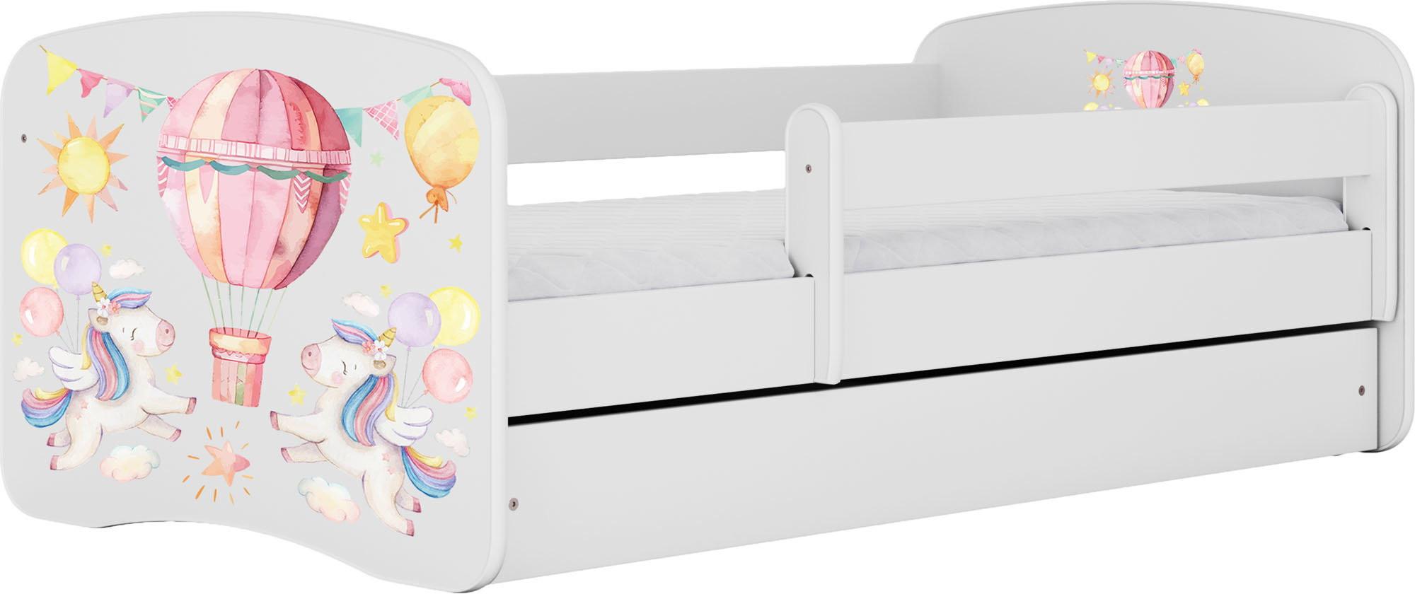 KINDERBETT Emily mit Schublade und Matratze, Weiß 70x140 cm - Hellrosa, Holzwerkstoff (140/70cm) - WFL GROUP