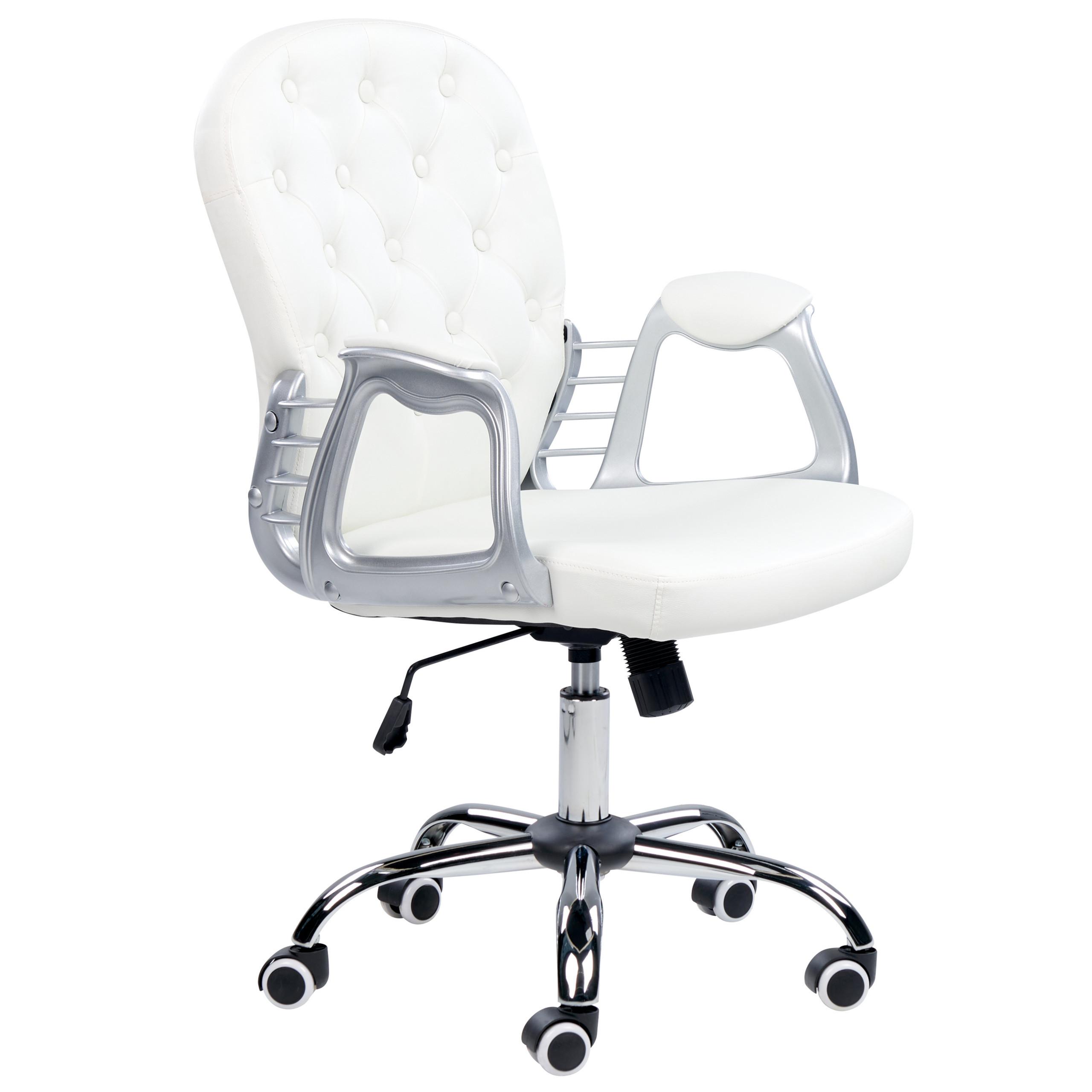 BÜROSTUHL Kunstleder Weiß Princess - Weiß, Textil/Metall (60/98/60cm) - Beliani