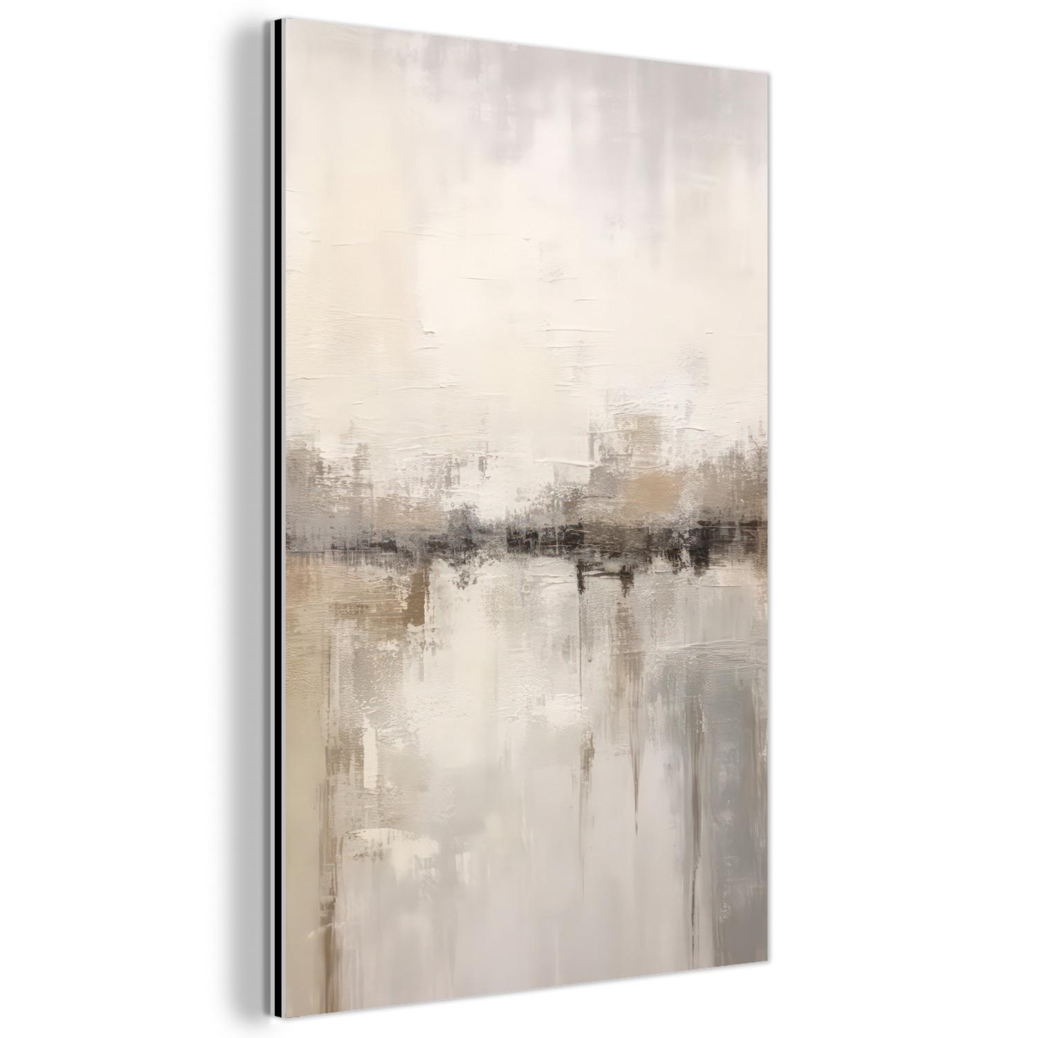 METALLBILD Moderne Kunst - Abstrakt - Beige 80x120 cm - Beige, Metall (80/120cm) - MuchoWow