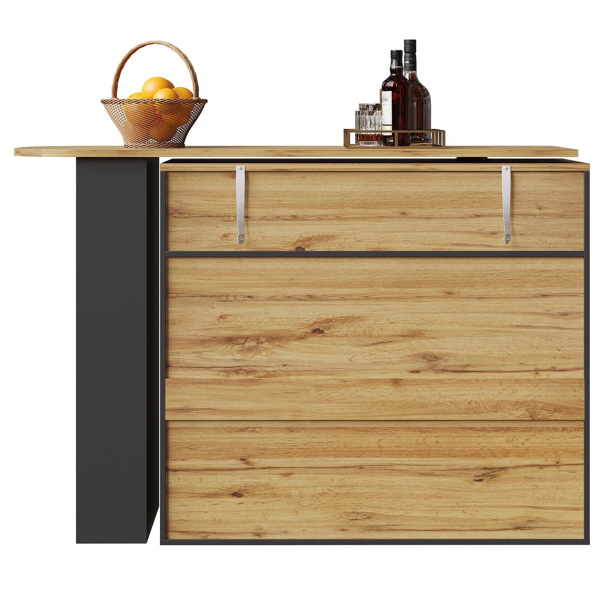 BARTISCH ausziehbarer mit Stauraum Schwarz - Schwarz, Holzwerkstoff (204/39/104cm) - Urban Meuble