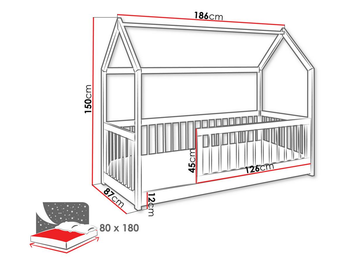 HAUSBETT Greta 80 - Weiß, Holz (80/180cm) - MIRJAN24