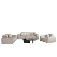 SOFASET Celes Premium 3-2-1 Stoff Scala - Beige, Holzwerkstoff/Textil (225/73/88cm) - Fun Möbel