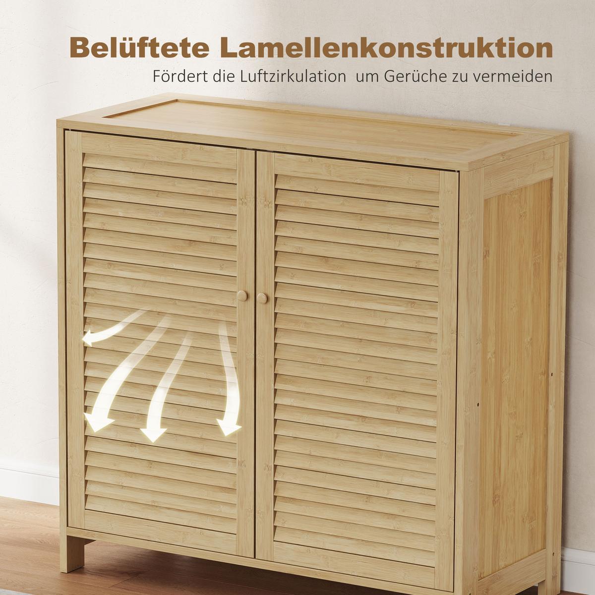 SCHUHSCHRANK Bambus Naturholz - Naturfarben, Holz/Bambusholz (35/80/80cm) - HOMCOM