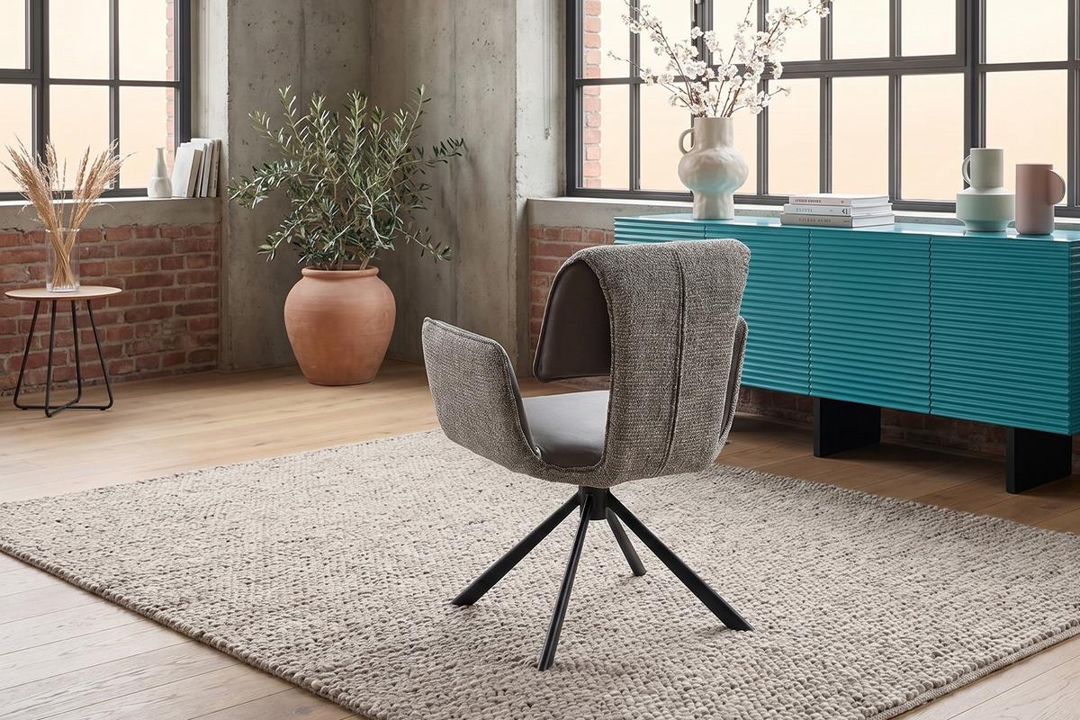 ESSZIMMERSTUHL EDENIA Grau Webstoff Drehbar (360°) (1er-Set) - Grau, Kunststoff/Textil (60/86/65cm) - KAWOLA