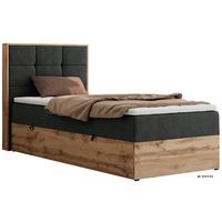 BOXBETT ALBERO 1 90/200 - Dunkelgrau Stukture - Topper T25 - H3 - Links - Taupe/Dunkelgrau, Kunststoff/Textil (90/200cm) - MKS