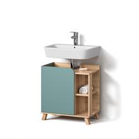 WASCHBECKENUNTERSCHRANK Marano Blau-Grau 60 x 65 cm mit Tür und offenen Fächern - Blaugrau, Holzwerkstoff (60/65/35cm) - Livinity®