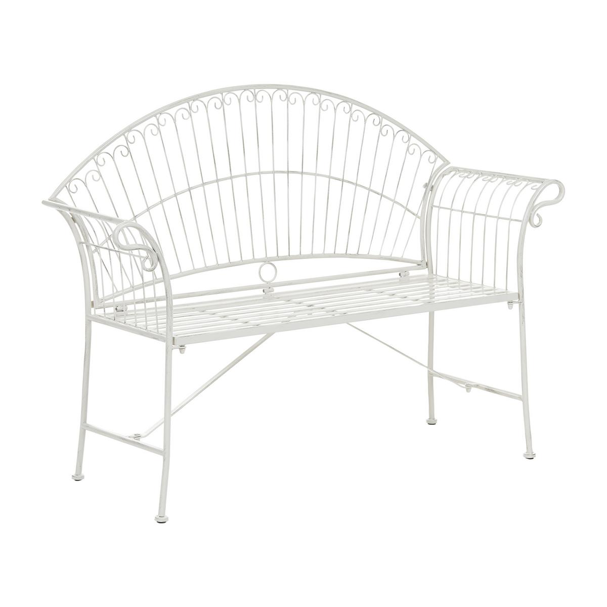 GARTENBANK 130 cm Metall Cremeweiß Gualea - Creme/Weiß, Metall (130/97/61cm) - Beliani