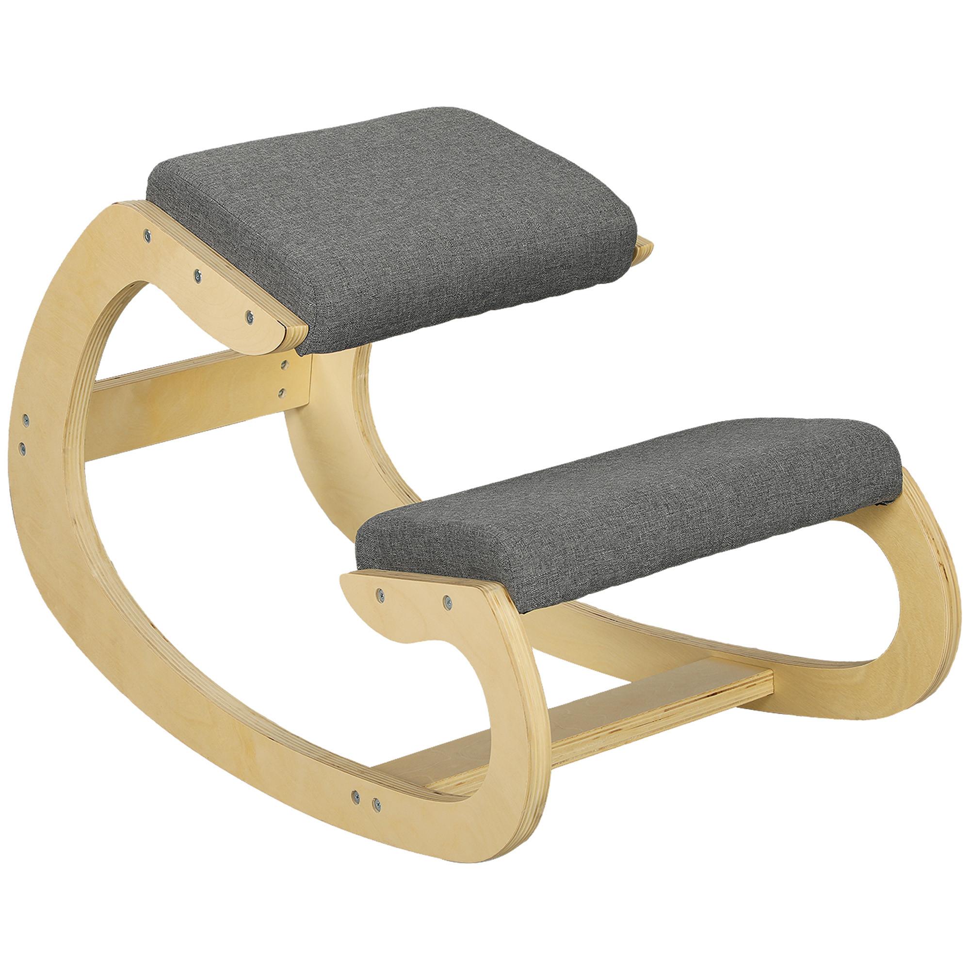 ERGONOMISCHER Kniehocker für Homeoffice, verbessert die Körperhaltung, Grau - Grau, Holz/Textil (85/55/55cm) - HOMCOM