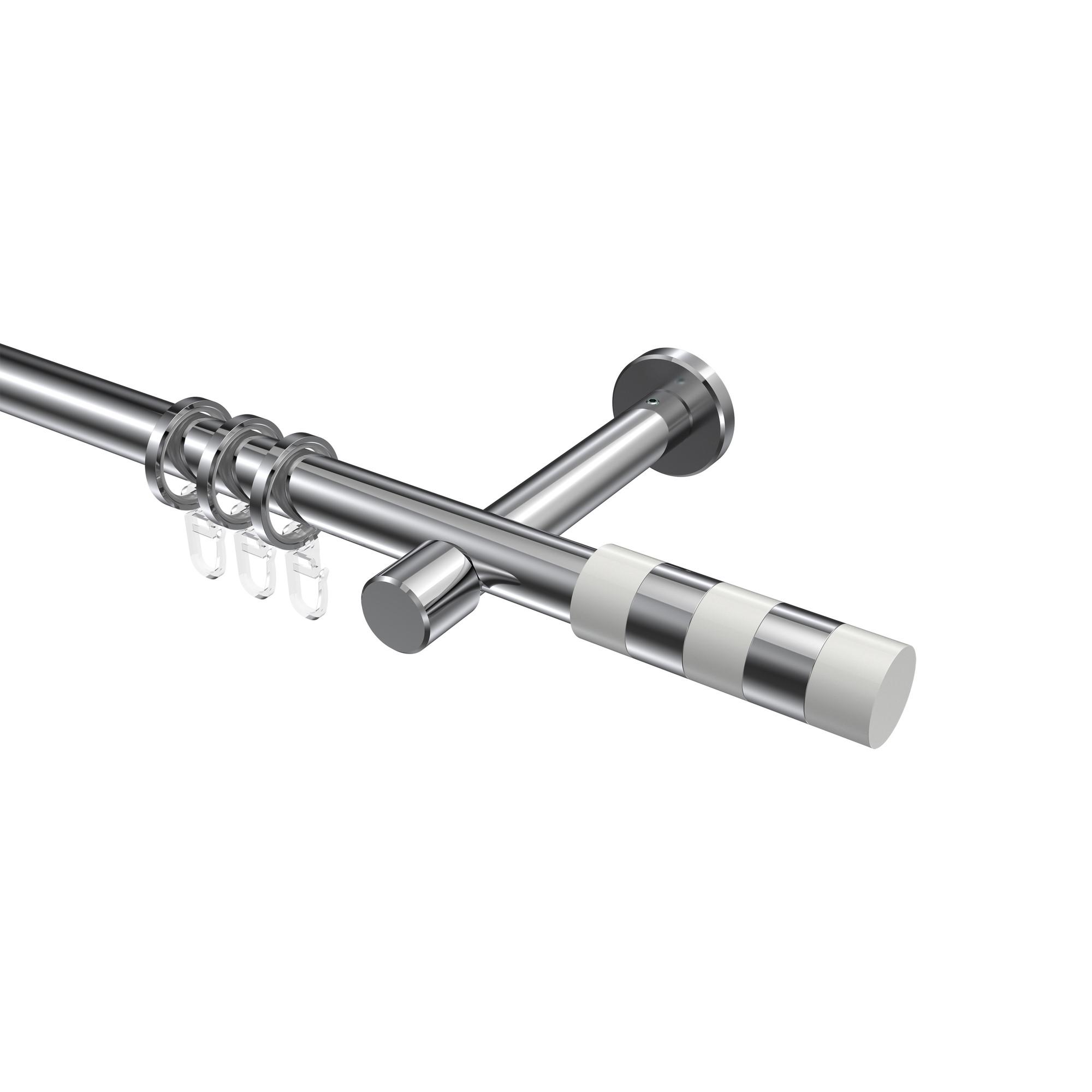 GARDINENSTANGE Prestige Mavell 280 cm (geteilt in 2 x 140 cm), 1-läufig, 20 mm Ø Chrom - Chromfarben/Weiß, Metall (280cm) - INTERDECO