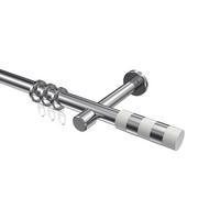 GARDINENSTANGE Prestige Mavell 280 cm (geteilt in 2 x 140 cm), 1-läufig, 20 mm Ø Chrom - Chromfarben/Weiß, Metall (280cm) - INTERDECO